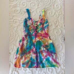 Japna Colorful Tie-Dye Dress with Buttons XS